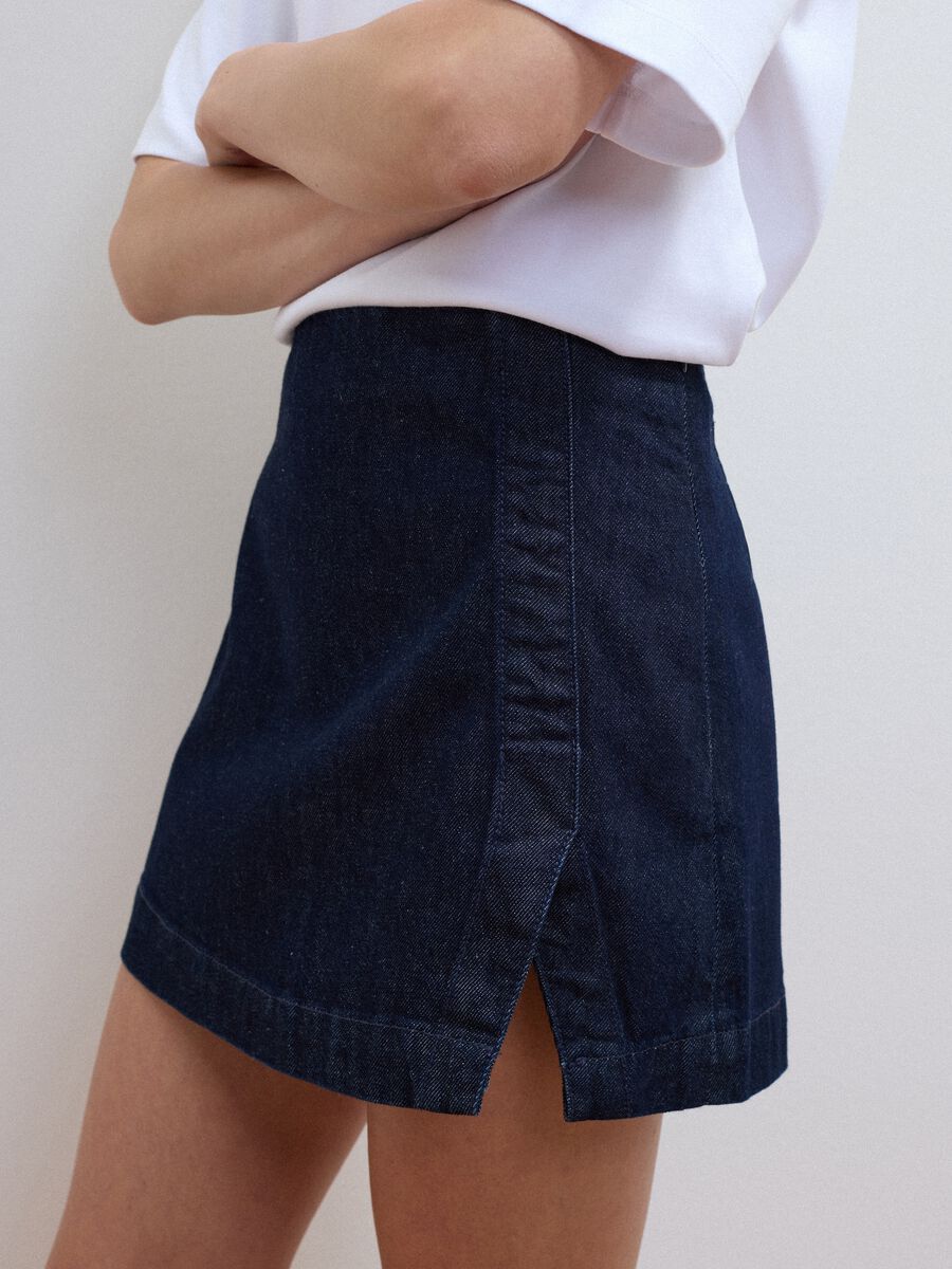 Blue pure cotton denim skirt_3