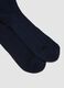Blue long ribbed socks in pure cotton_1
