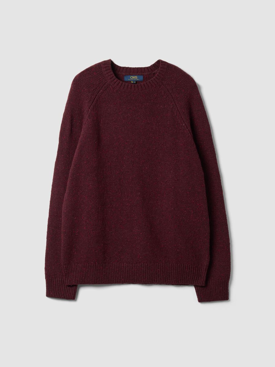 Red crew-neck cotton and wool-blend jumper_0