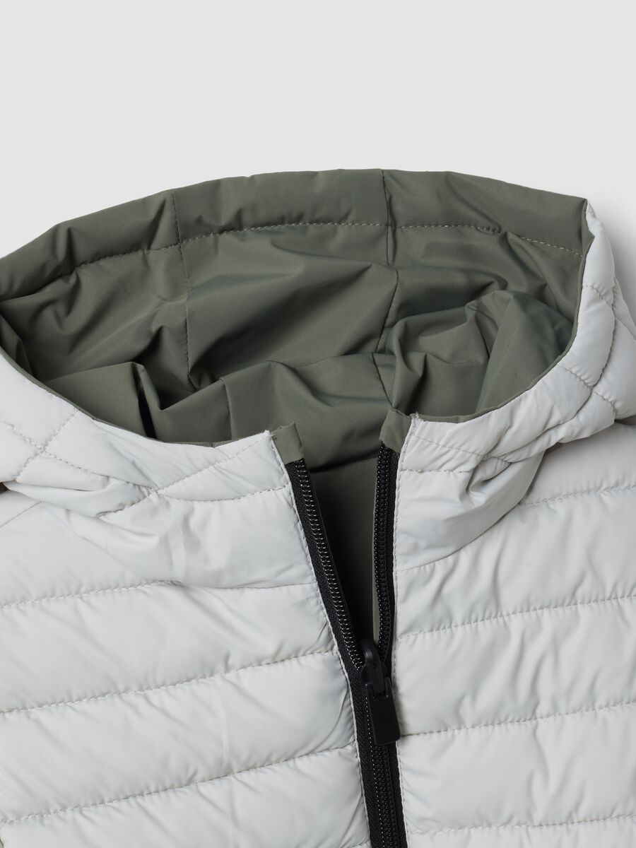 Grey reversible ultralight hooded zip jacket for boys_2
