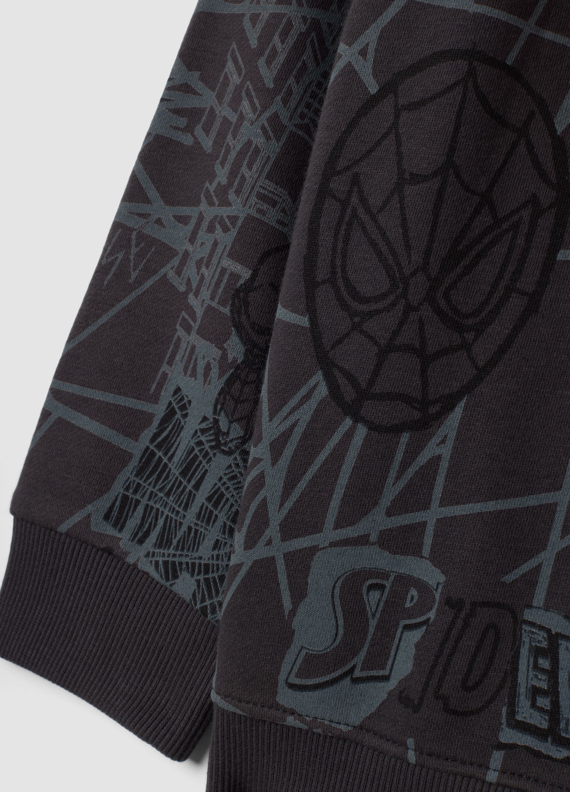 Felpa grigio scuro in misto cotone con cappuccio e stampa MARVEL Spider-Man