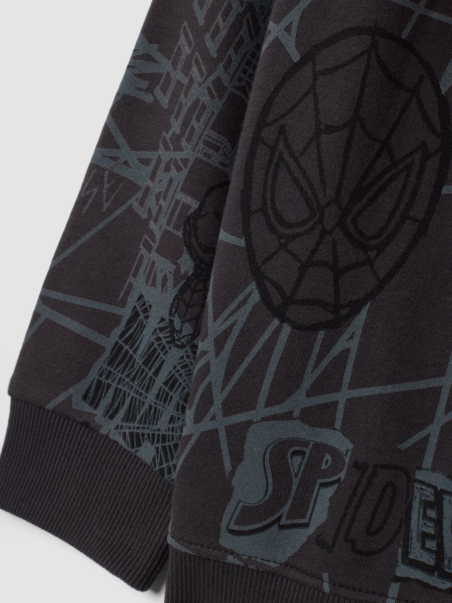 Dark grey cotton-blend hoodie with MARVEL Spider-Man print_3