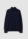 Blue pure wool jumper with raised neck, oversized fit_0