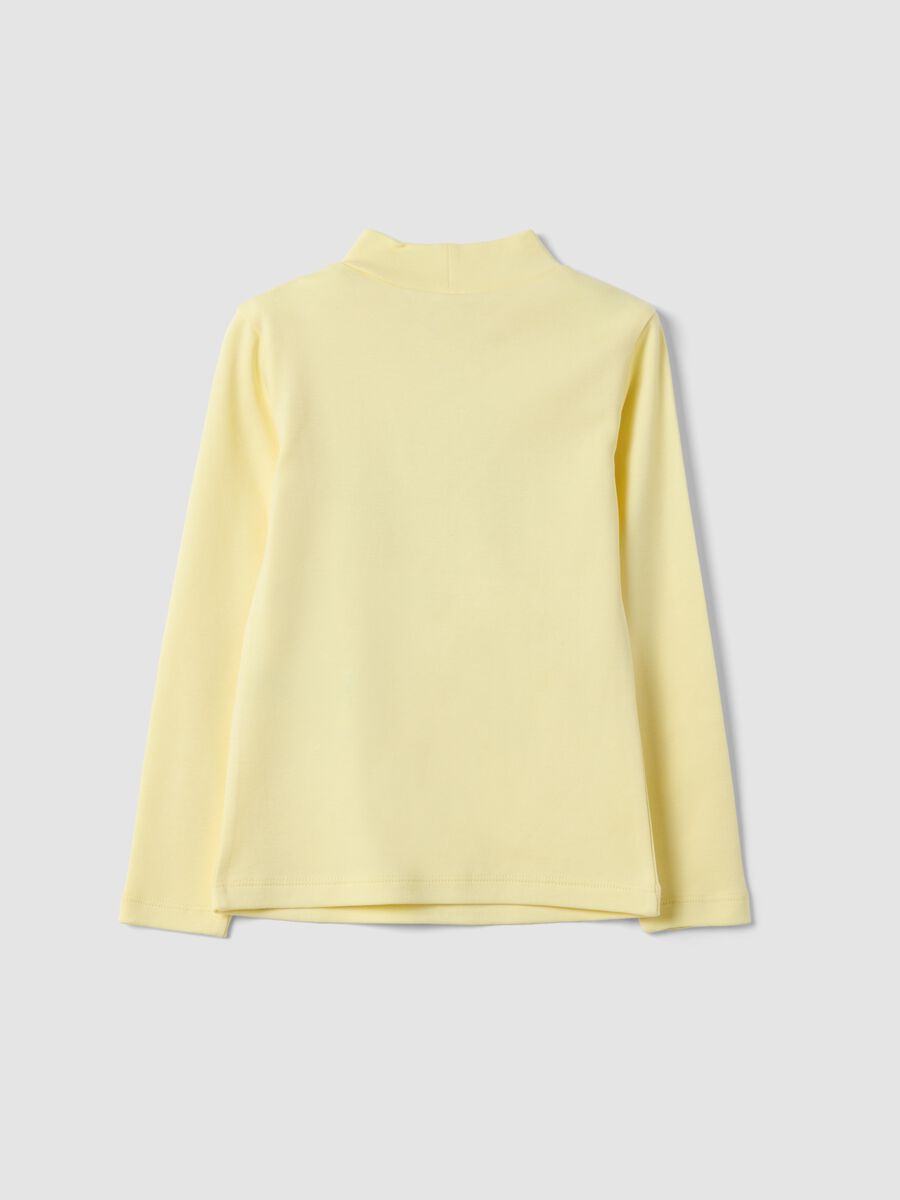 Yellow T-shirt in pure organic cotton with a high neck_1