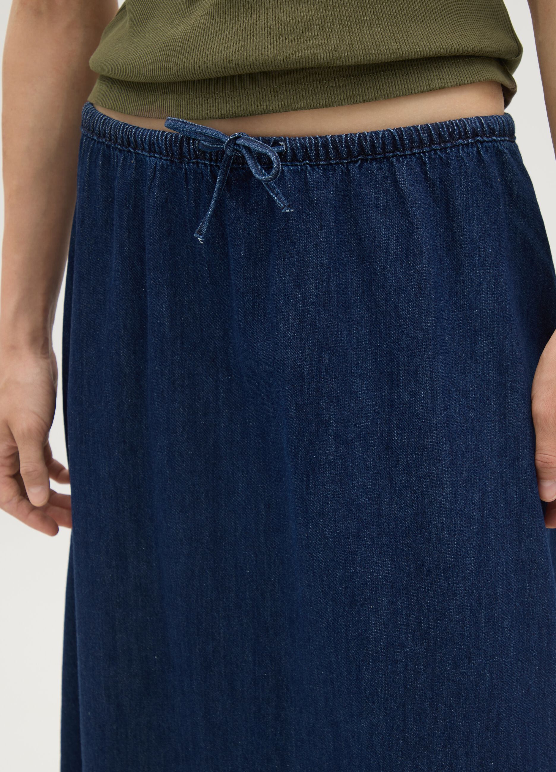 Women's long skirt in pure blue cotton regular fit