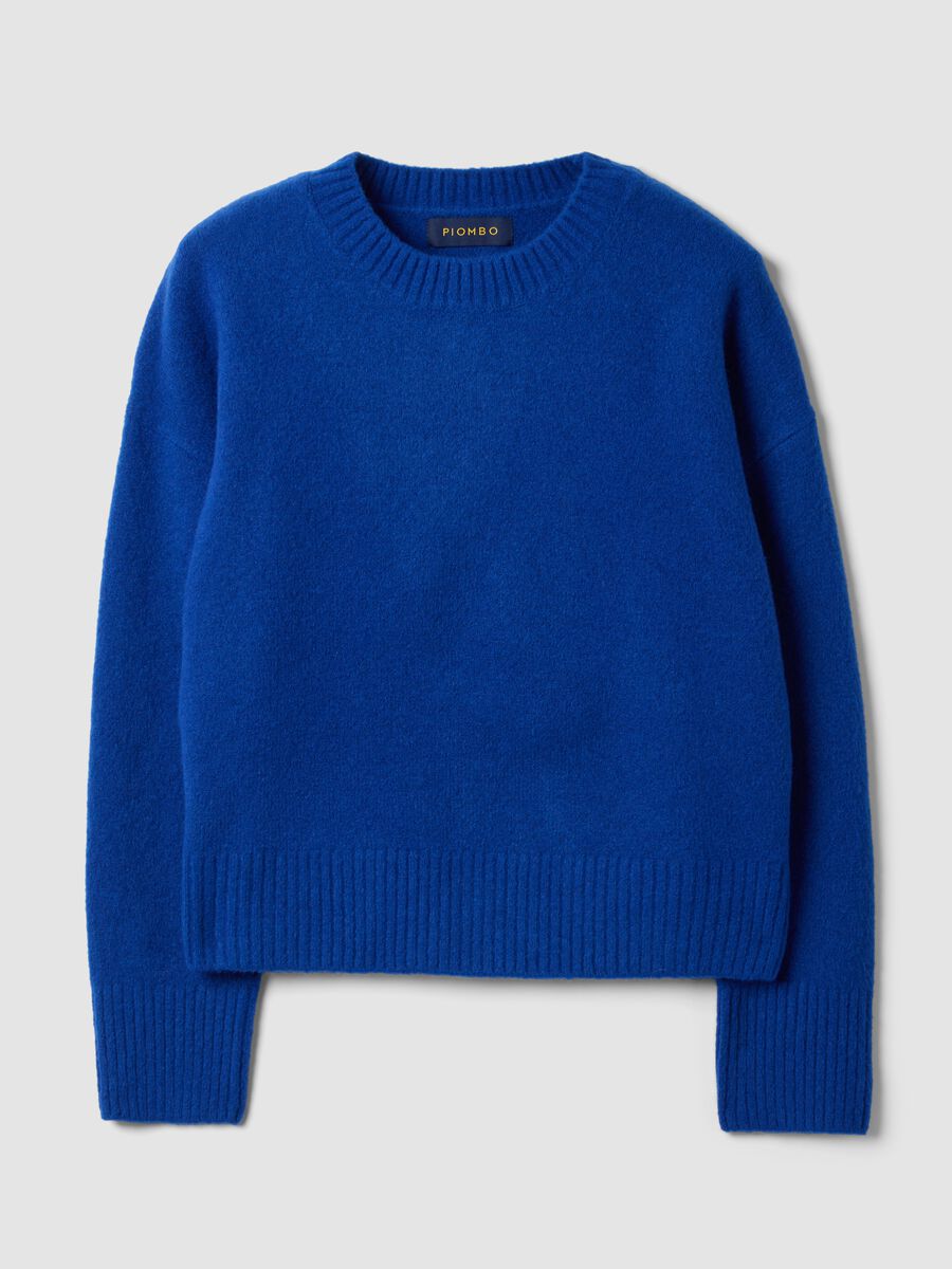 Royal blue crew-neck jumper in stretch wool_4