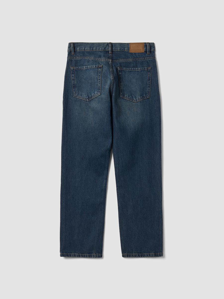 Blue pure cotton straight-fit denim jeans_2