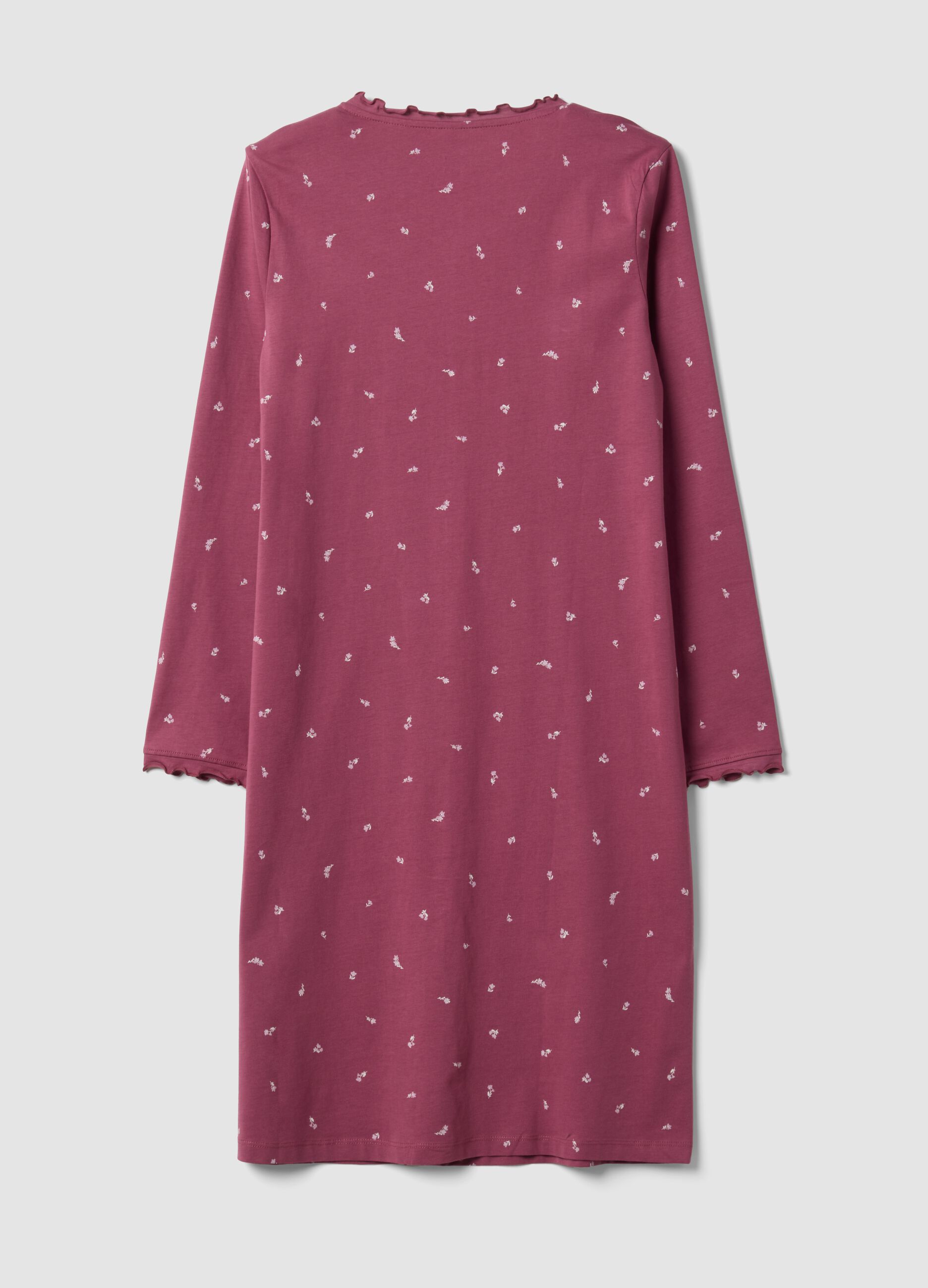 Purple organic cotton nightdress with crew neck