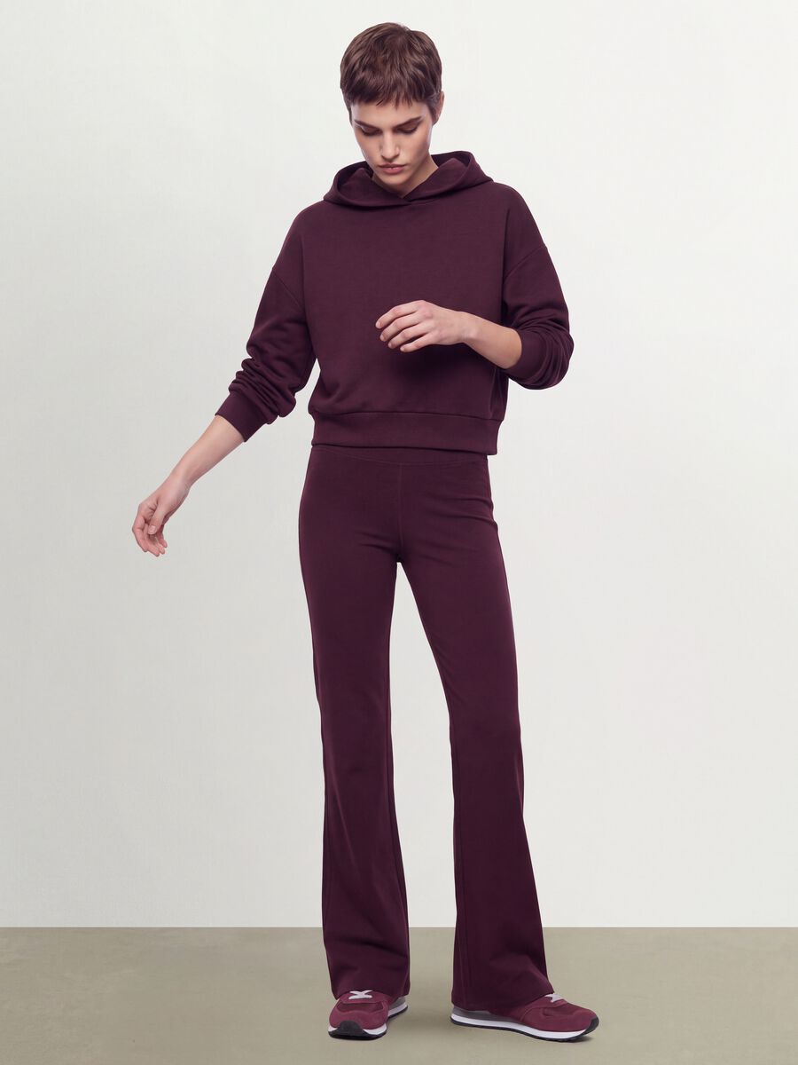 Purple flared leggings in stretch viscose jersey_0