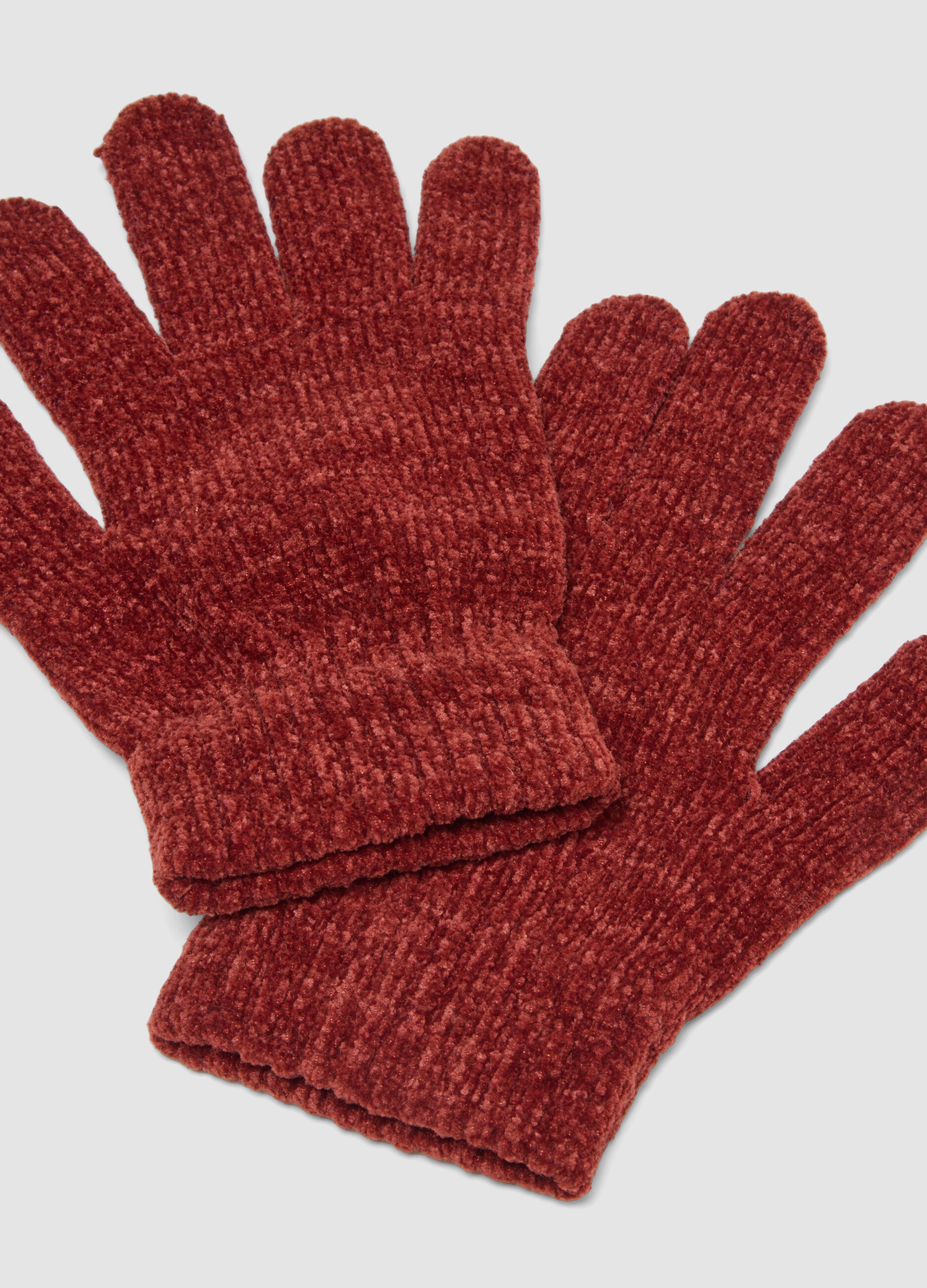2-pack of brick red and midnight blue stretch fabric gloves