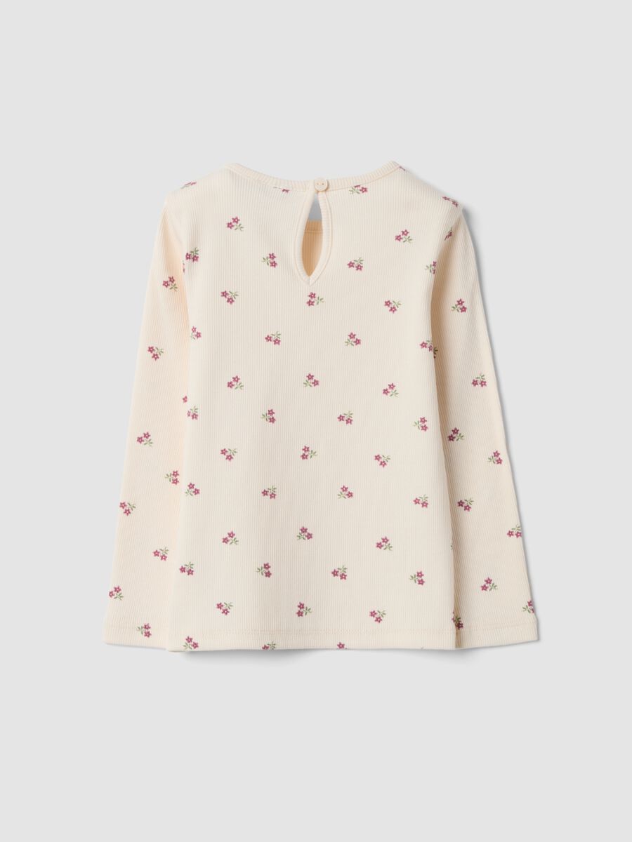 Pink stretch organic cotton crew-neck T-shirt_1
