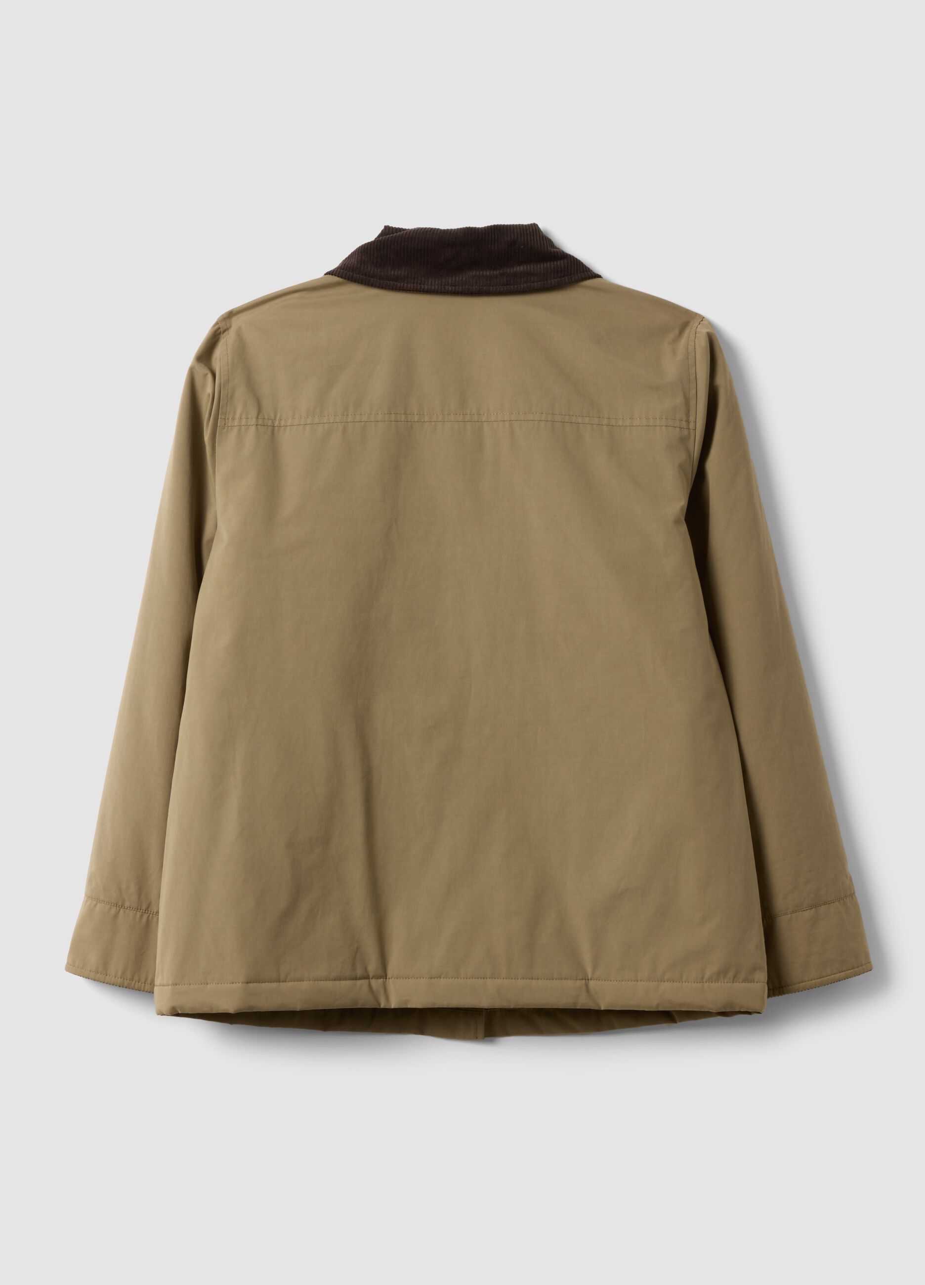 Beige regular-fit shacket with contrast collar