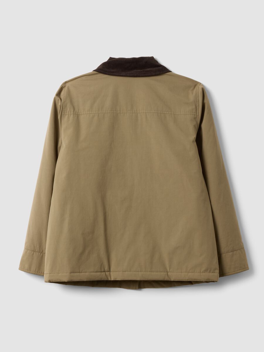 Beige regular-fit shacket with contrast collar_6