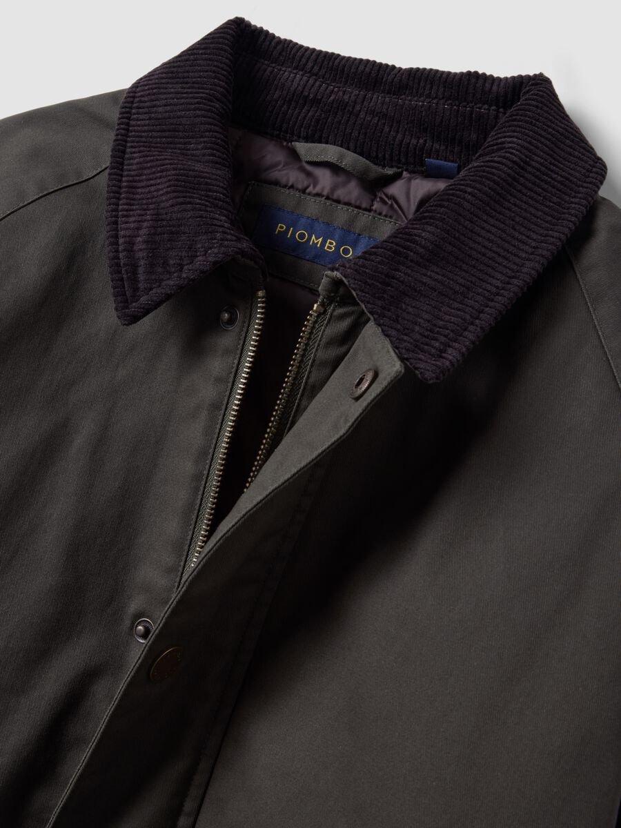 Green pure cotton jacket with velvet collar_2