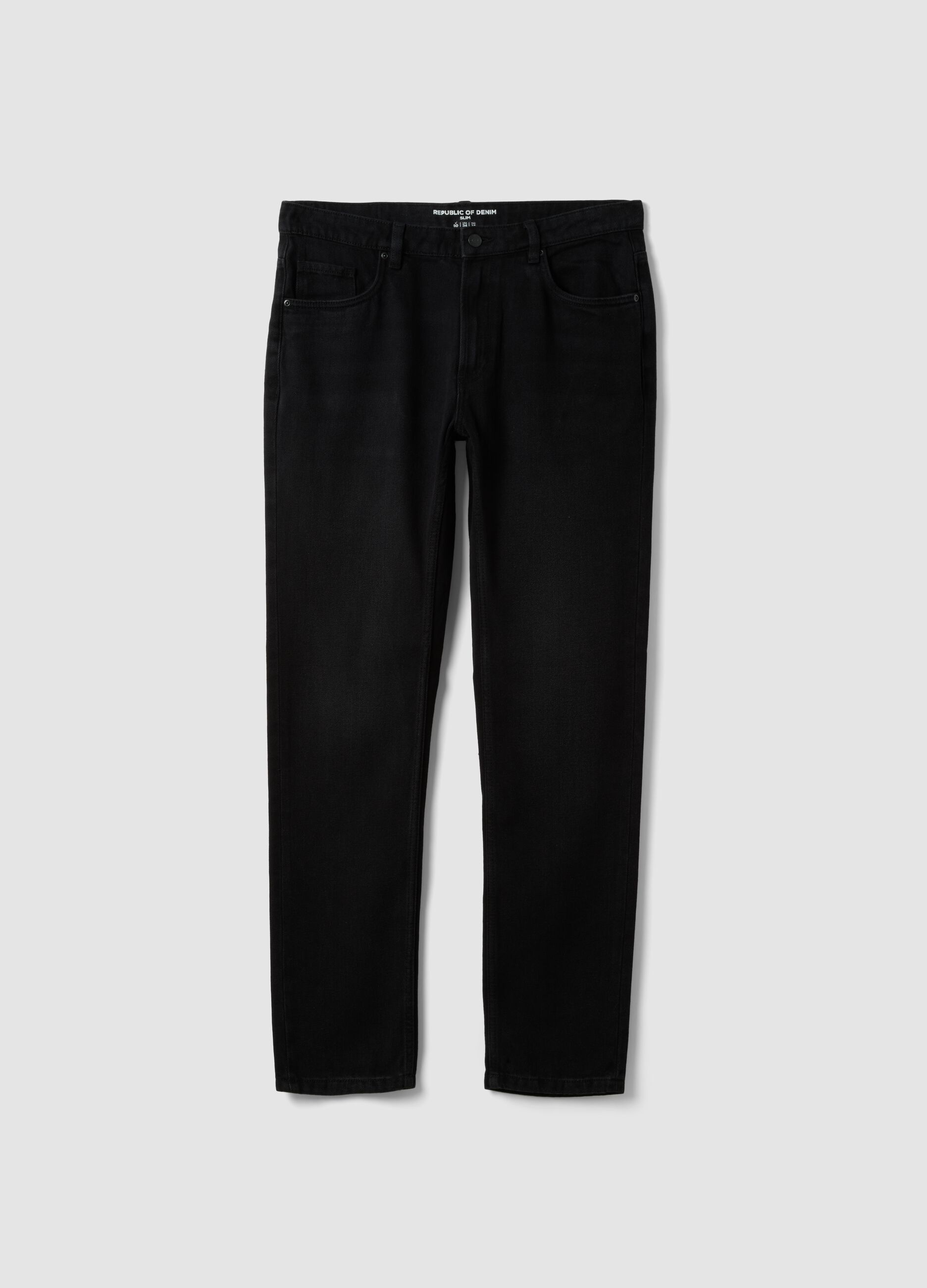 Jeans neri in misto cotone e viscosa slim fit