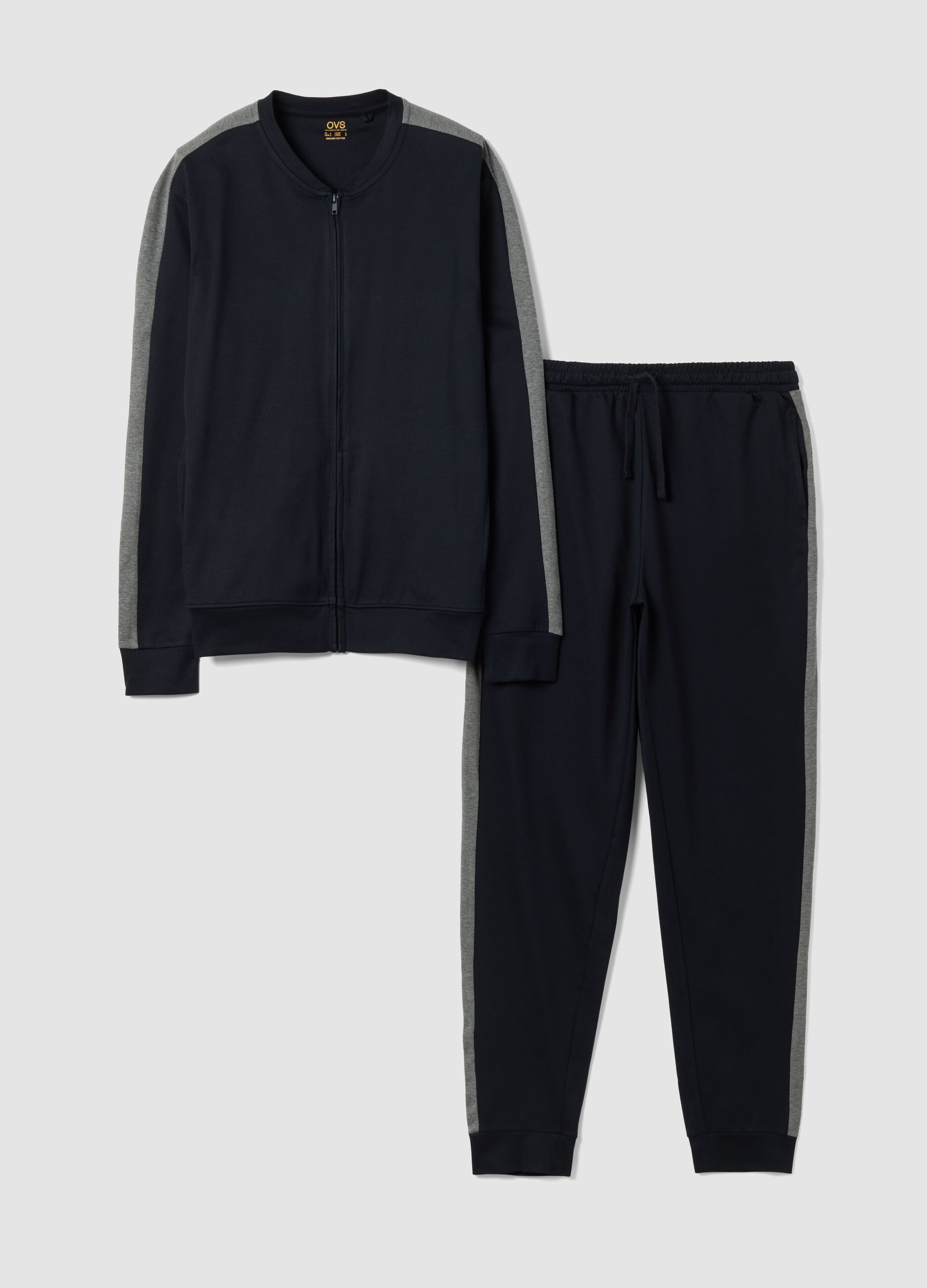 Blue pure organic cotton crew-neck pyjamas