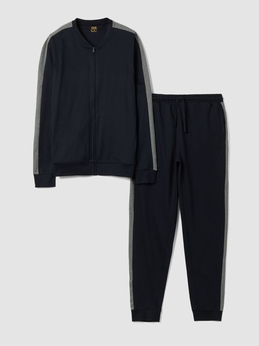 Blue pure organic cotton crew-neck pyjamas_0