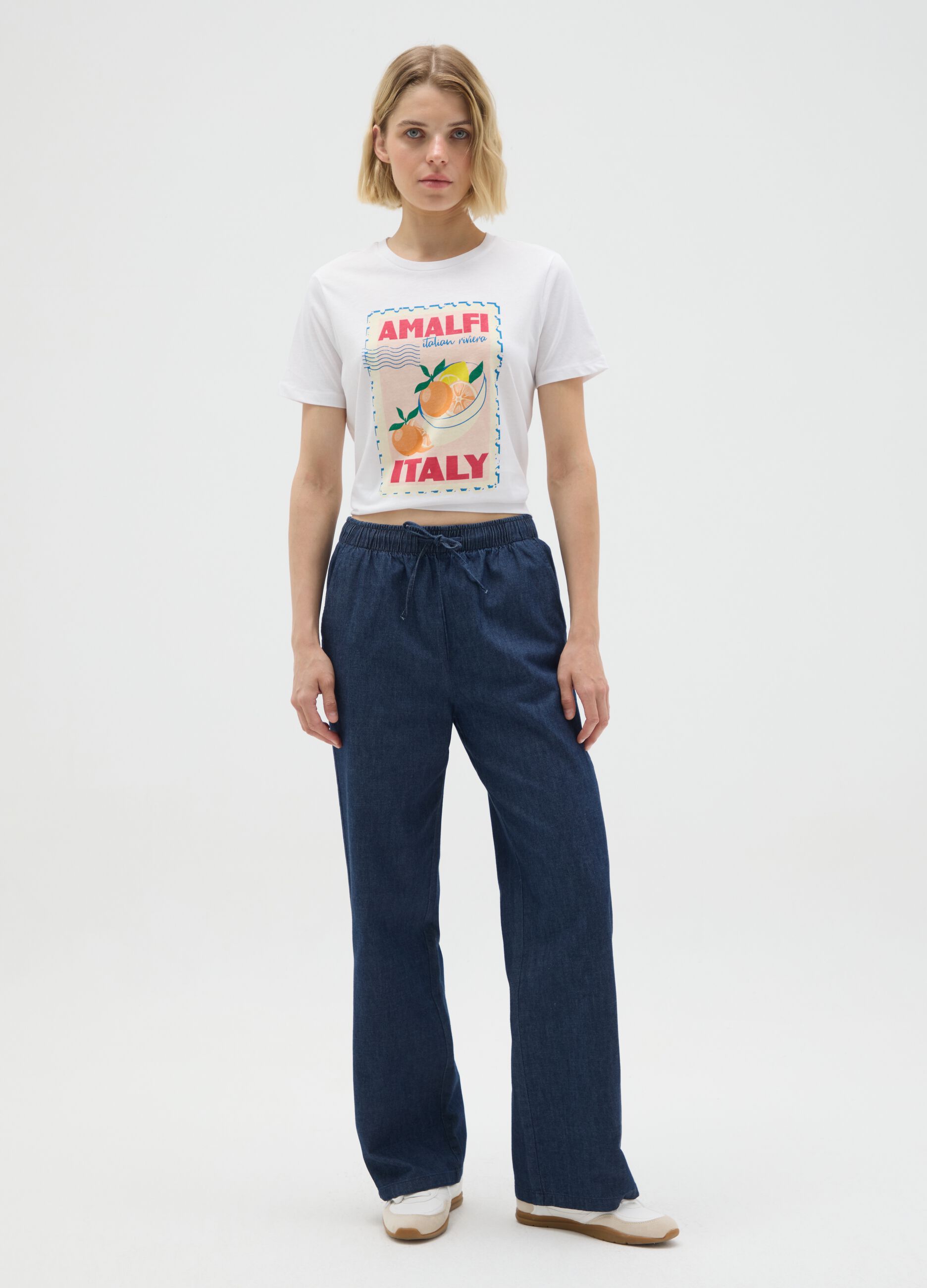 White pure cotton regular fit T-shirt