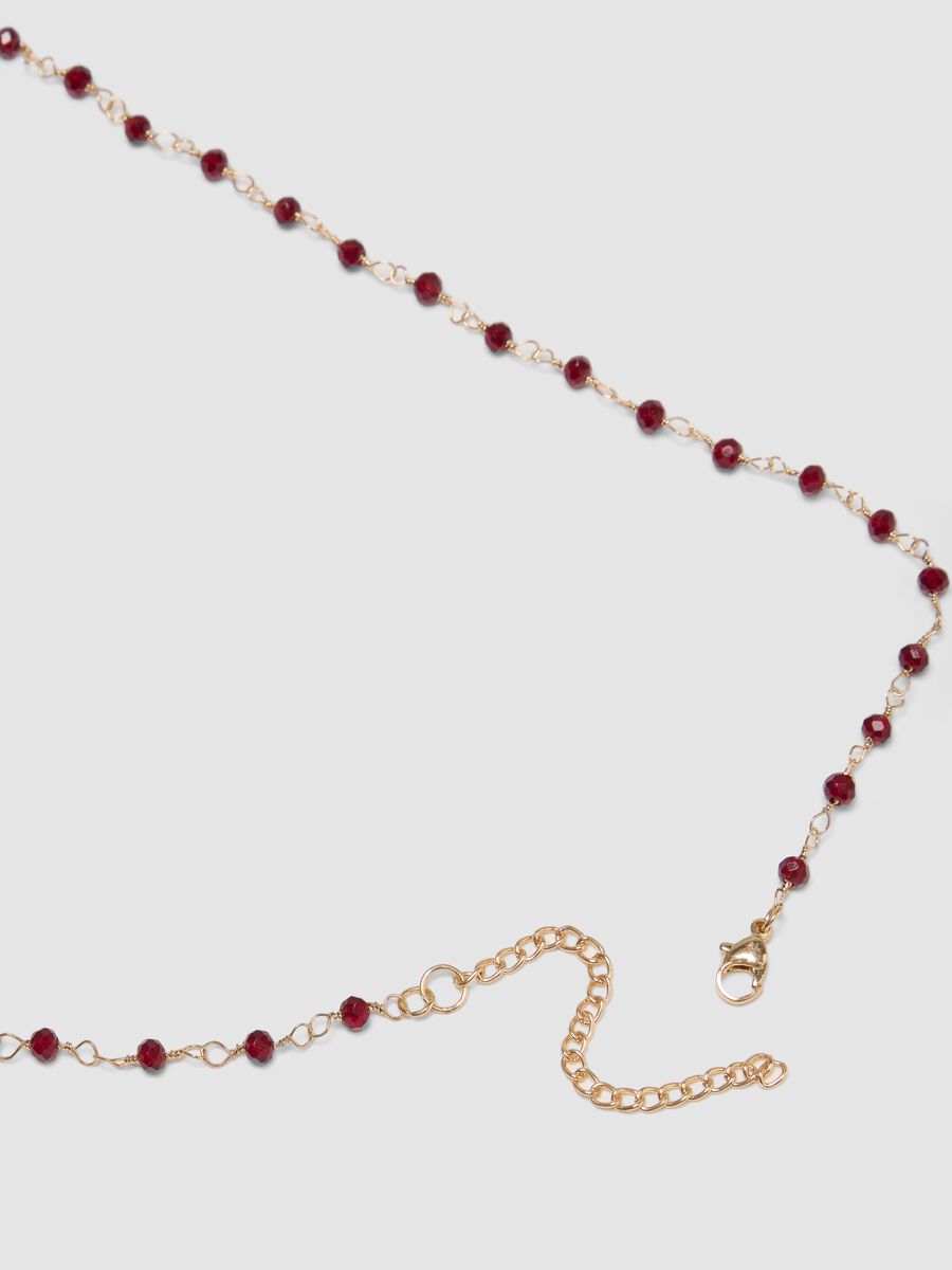 Pink necklace with embroidered heart pendant_2