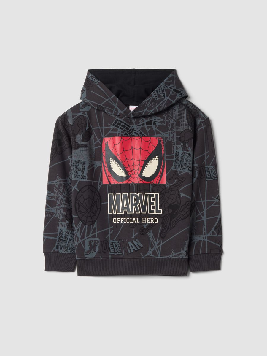 Dark grey cotton-blend hoodie with MARVEL Spider-Man print_0