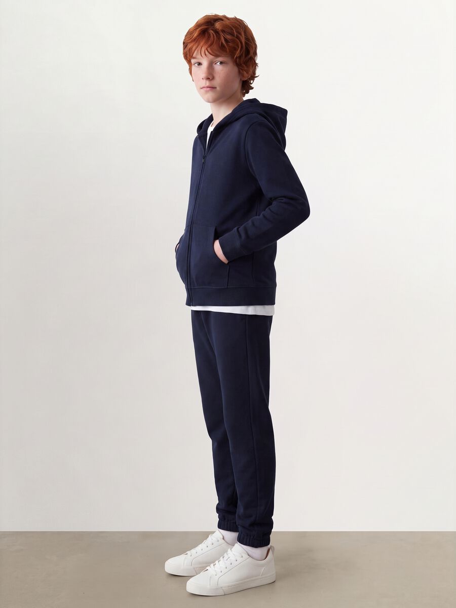 Blue hooded sweatshirt in pure organic cotton, regular fit for boys_1