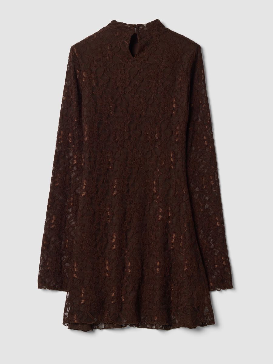 Brown stretch dress with high neck_2