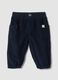 Pantaloni cargo blu a coste in puro cotone con vita elasticizzata_0