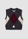 Grey jacquard wool-blend crew-neck gilet, regular fit_4