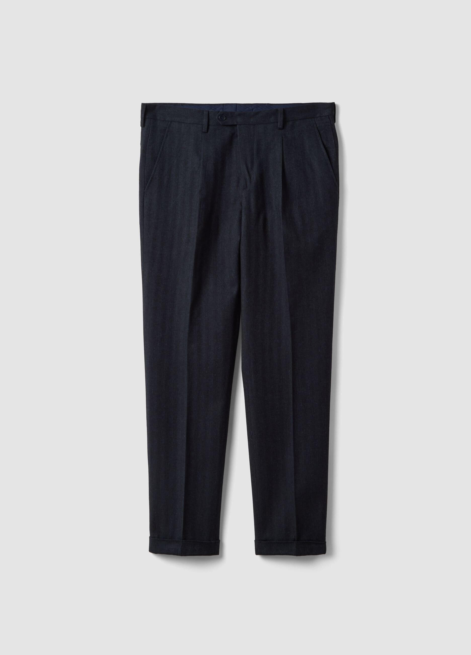 Blue trousers in stretch viscose and wool