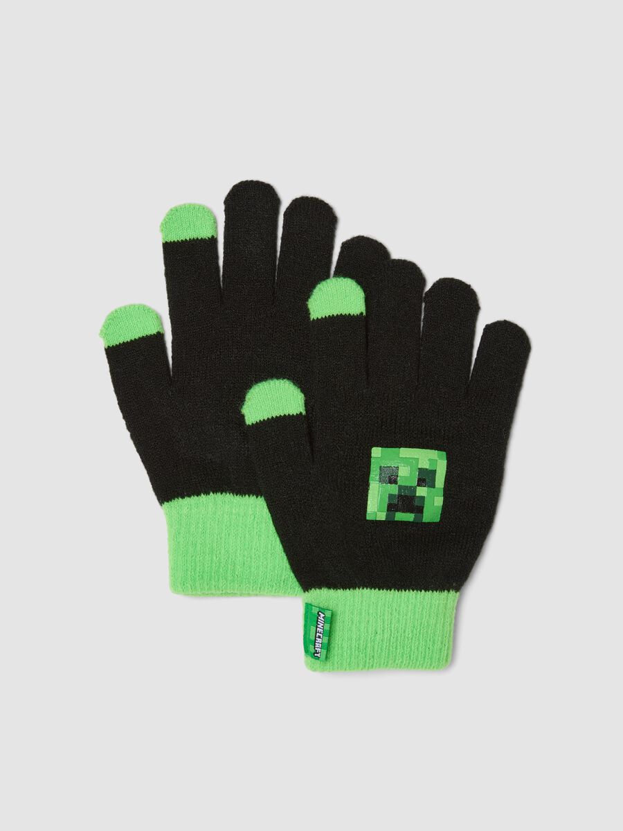 Black and green Minecraft print gloves_0