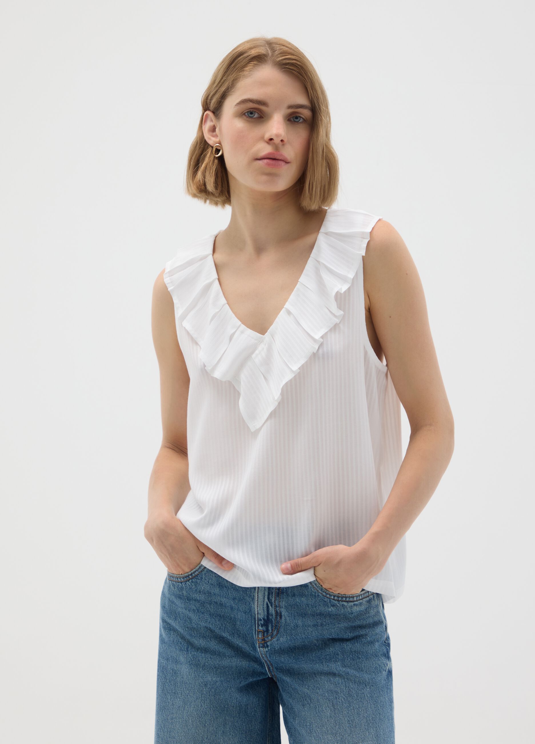 White Pure Viscose Oversized Blouse