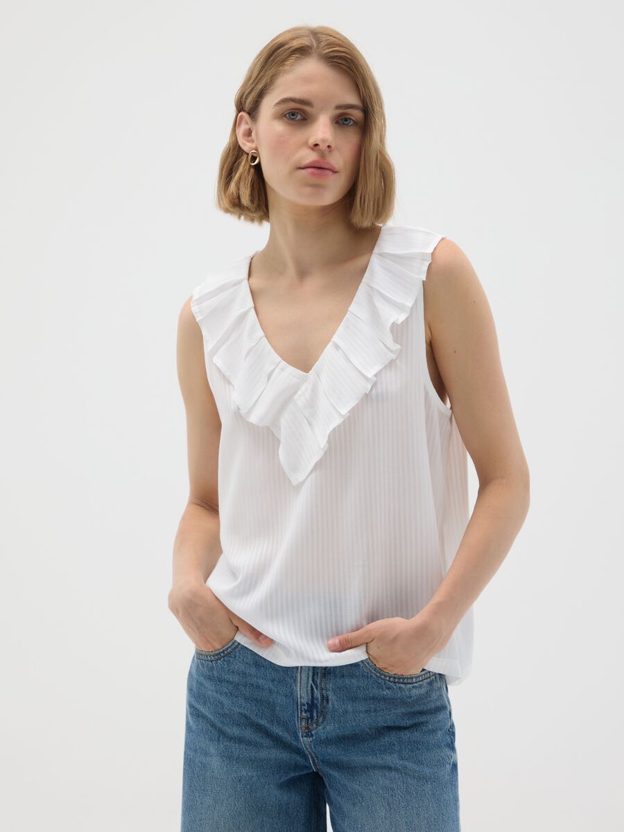 White Pure Viscose Oversized Blouse_0