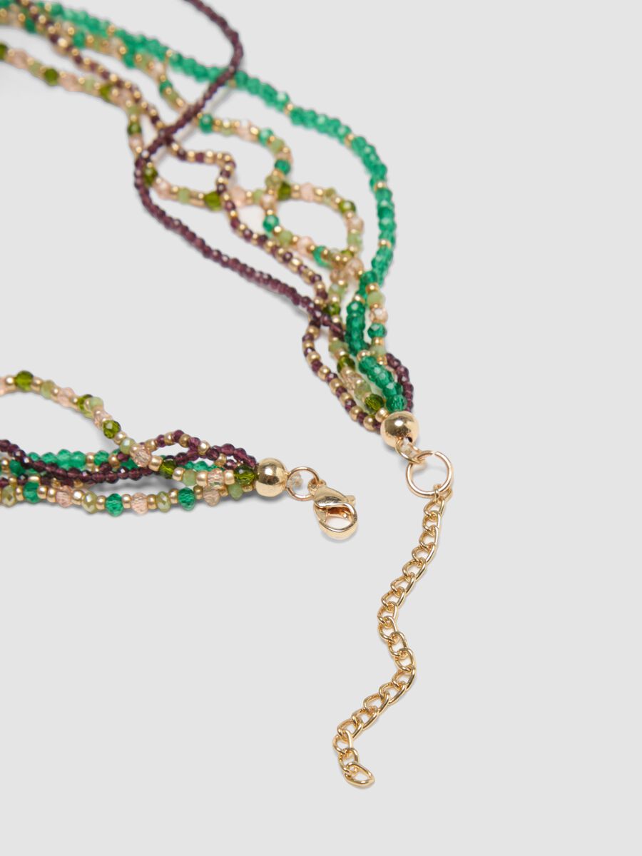 Multicolour multi-strand necklace with dangling pearls_1