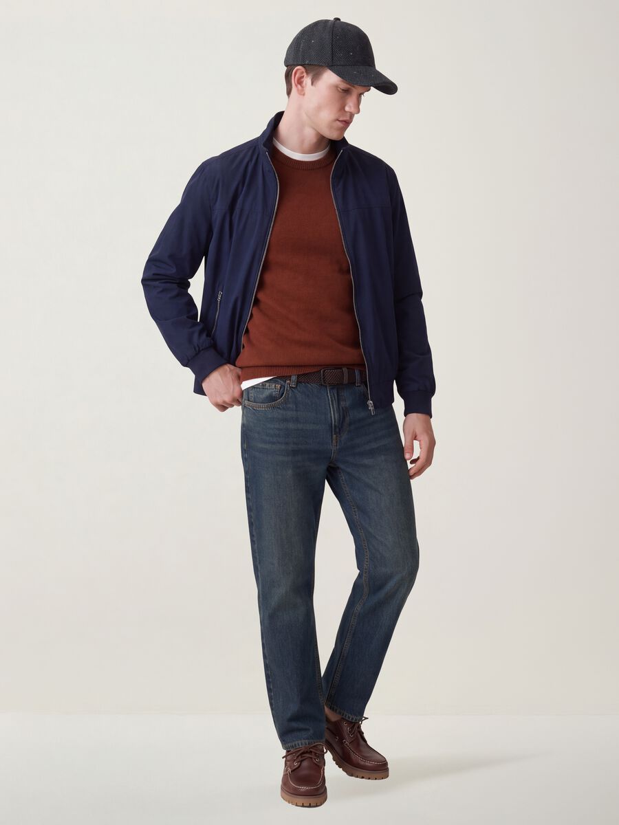 Maglia marrone girocollo in jersey knit regular fit_1