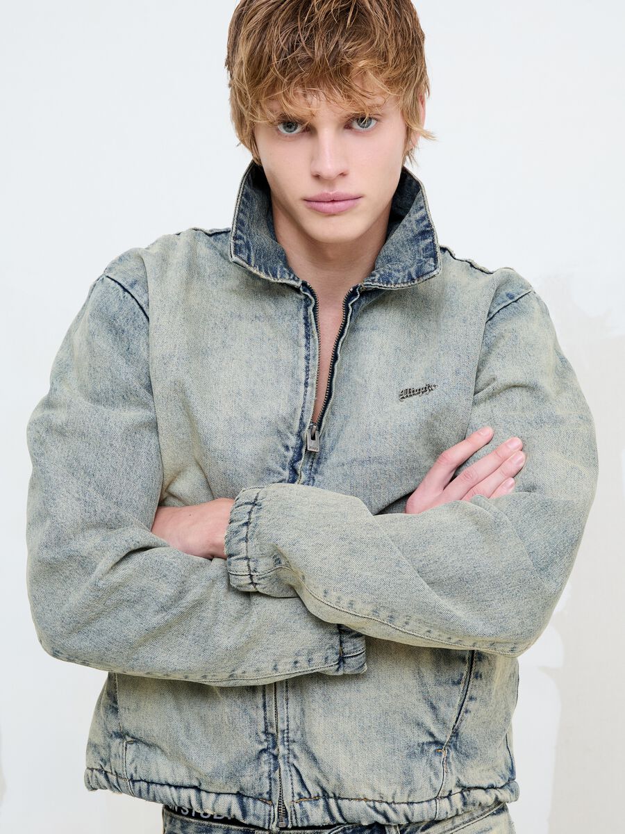 Vintage Light Blue Padded Denim Jacket_0