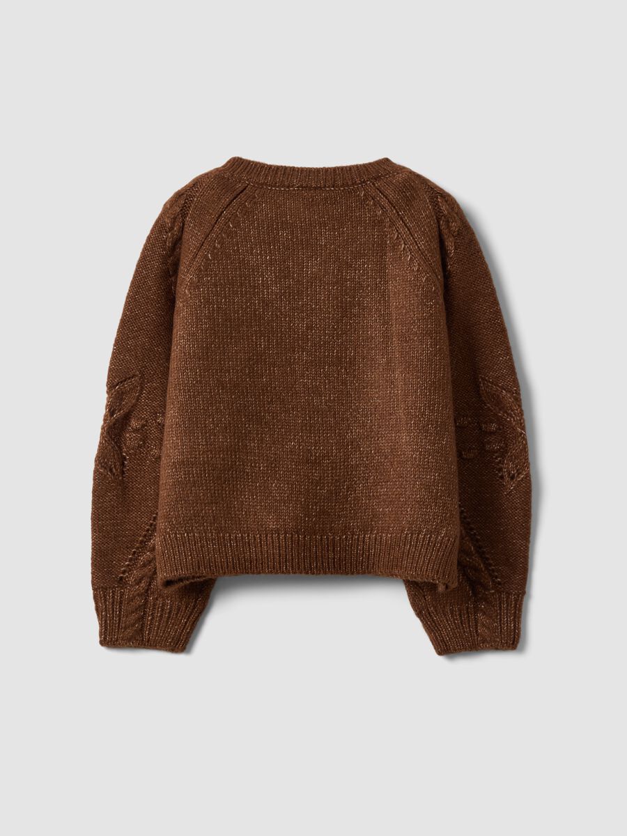 Brown knitted crew-neck cardigan_1