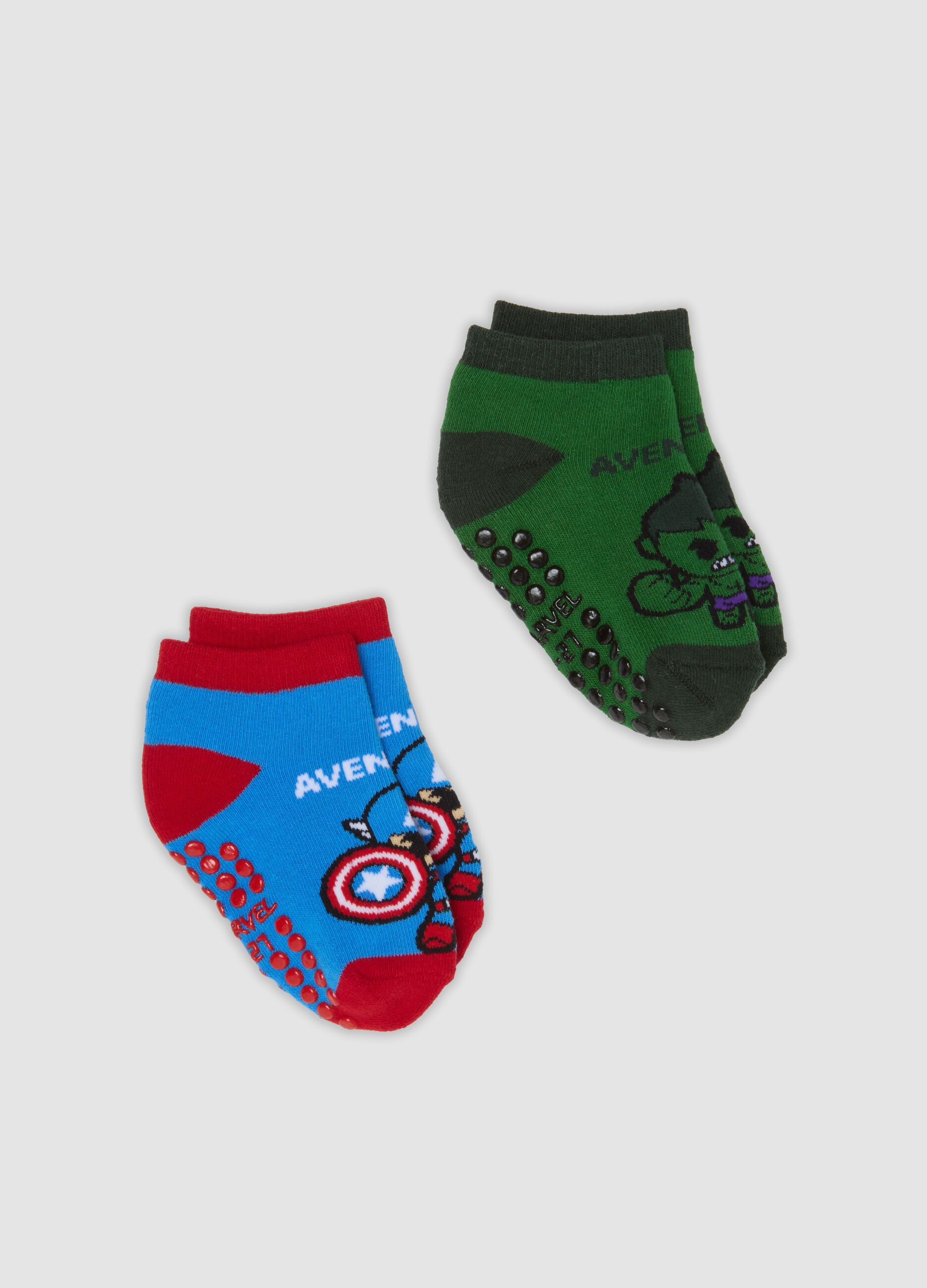 2-pack of anti-slip organic stretch cotton socks with Avengers print