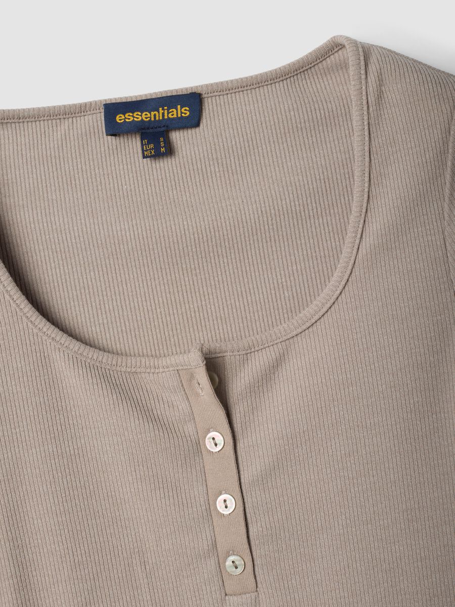 Beige stretch viscose crew-neck T-shirt_1