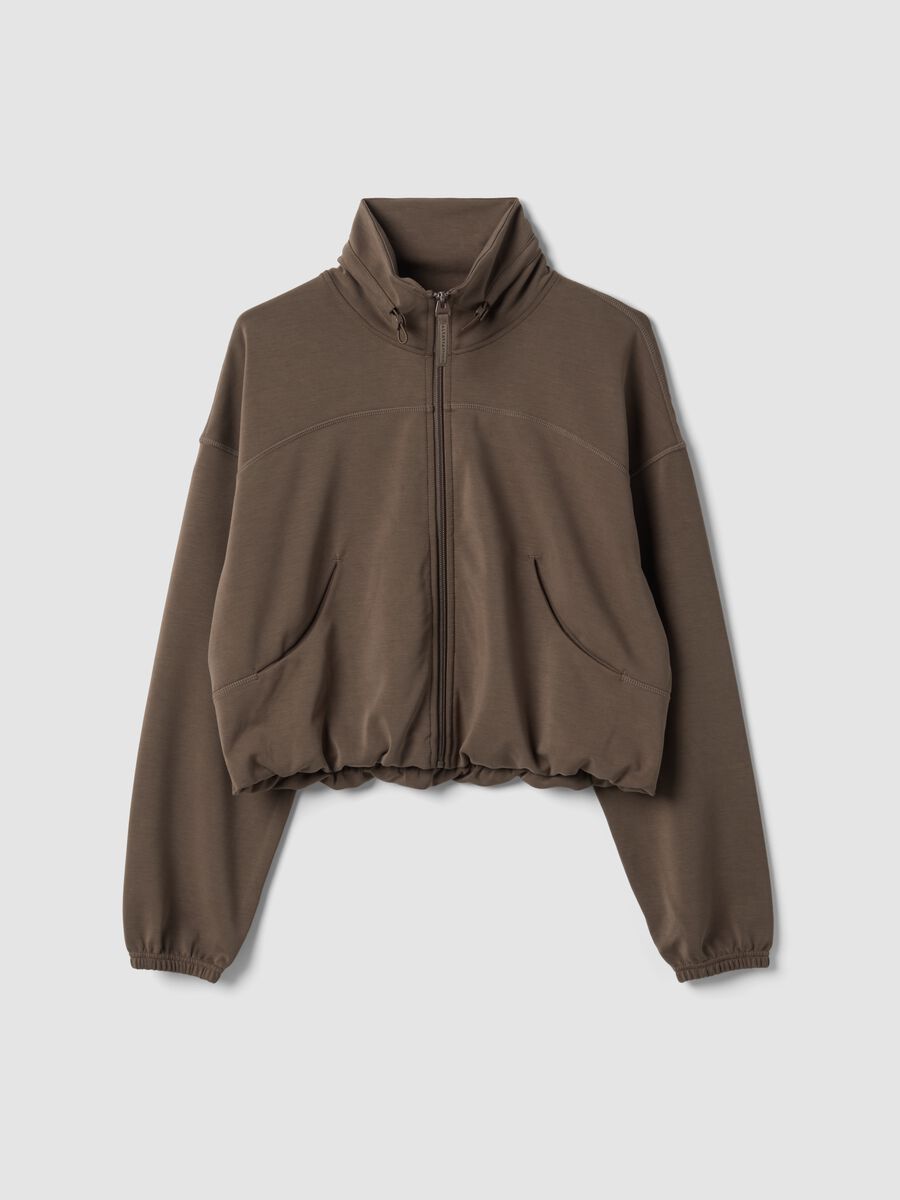 Green cropped soft-touch full-zip with stand-up collar ALTAVIA STUDIO_5
