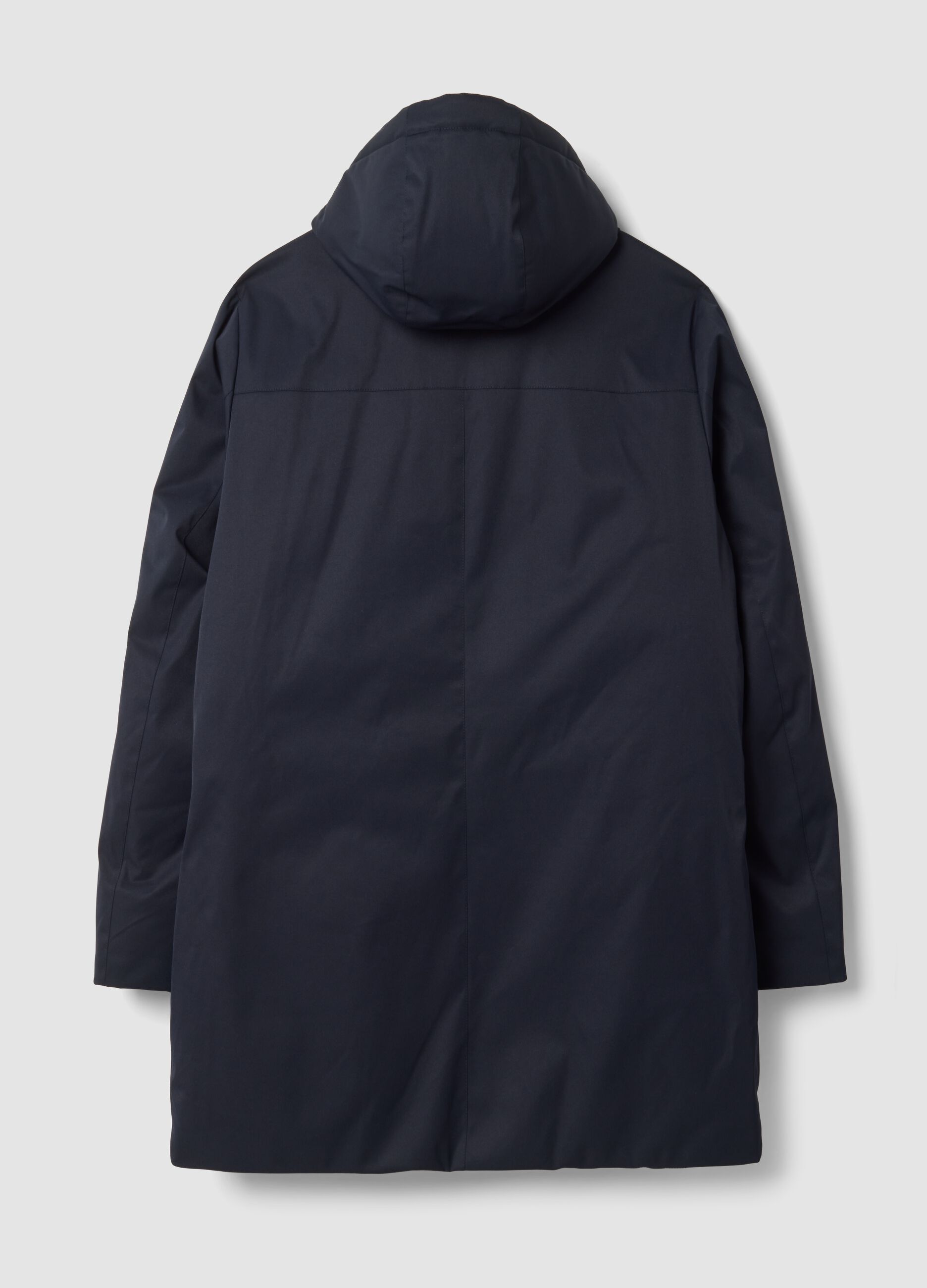 Giaccone imbottito blu con cappuccio regular fit idrorepellente