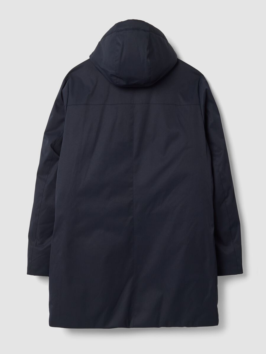 Giaccone imbottito blu con cappuccio regular fit idrorepellente_1