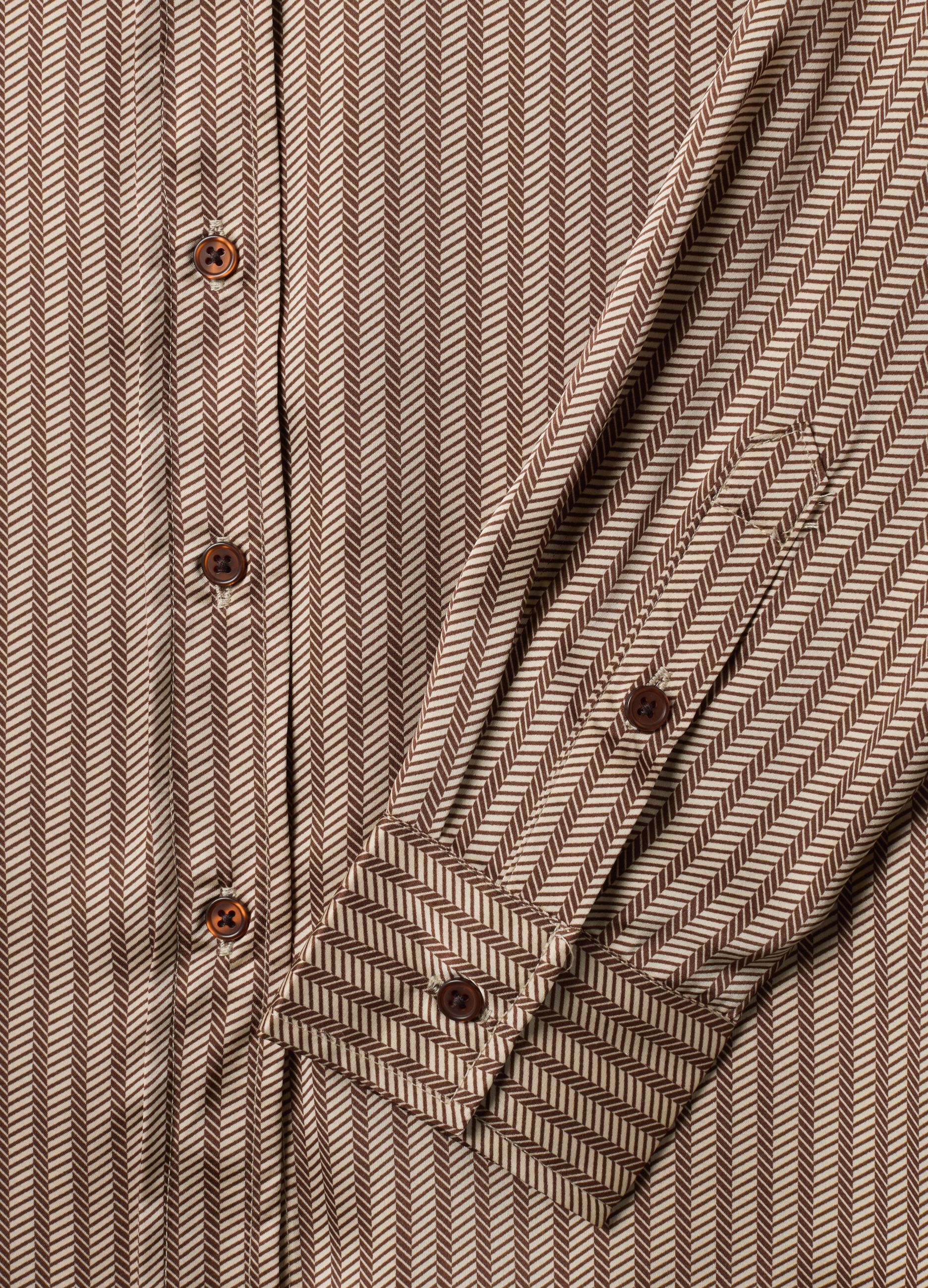 Beige patterned stretch shirt, regular fit