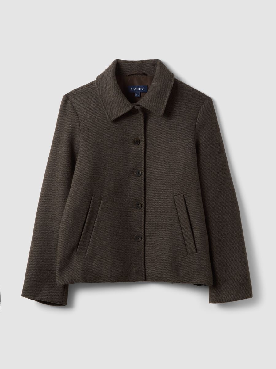 Brown wool and viscose-blend regular-fit blazer_0
