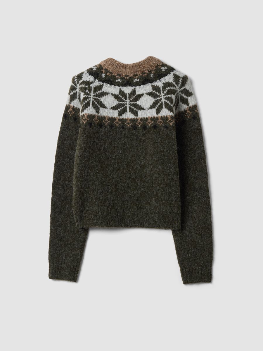 Brown wool-blend jumper with jacquard mock neck_2