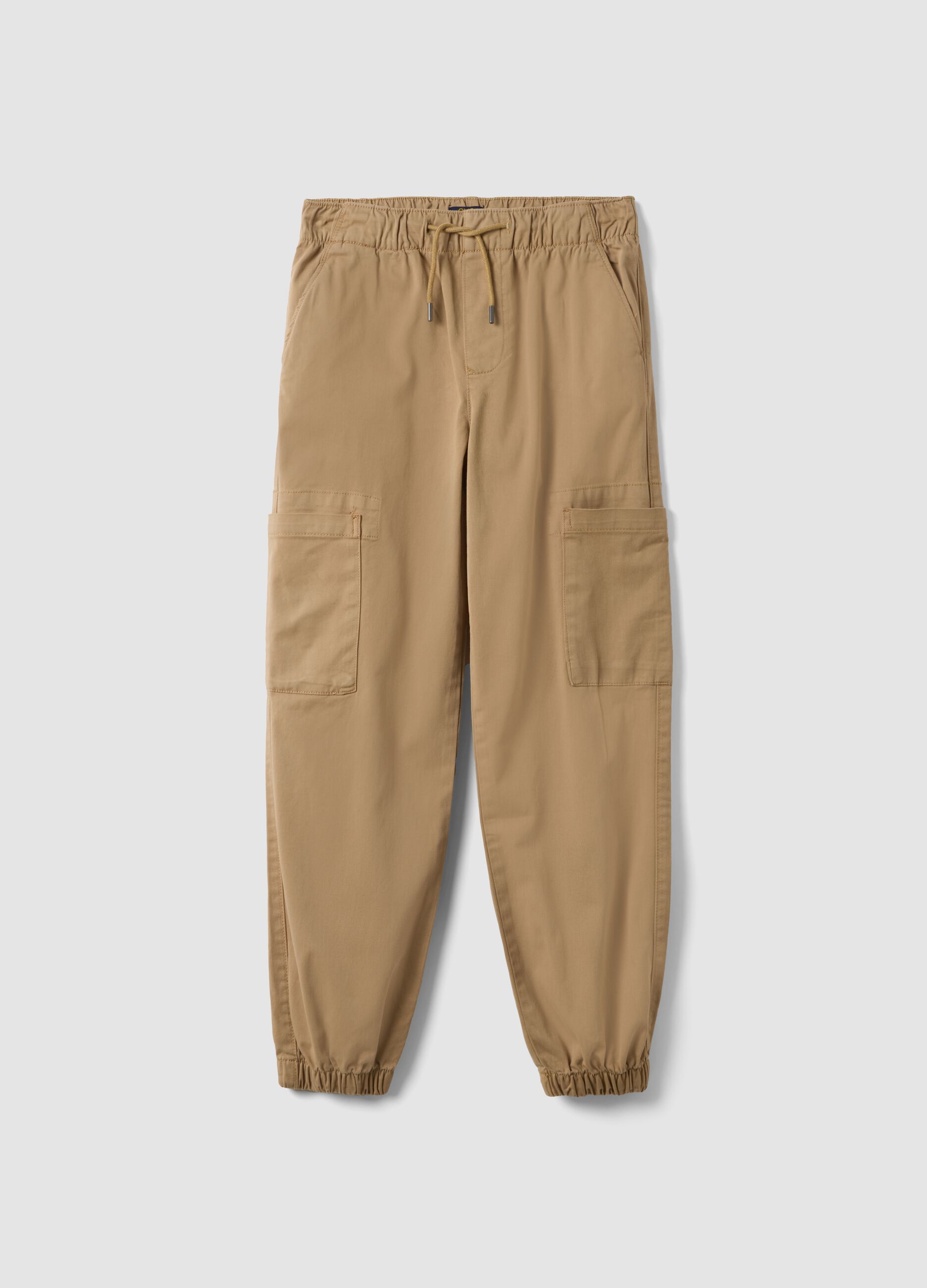 Jogger cargo marroni in cotone elasticizzato
