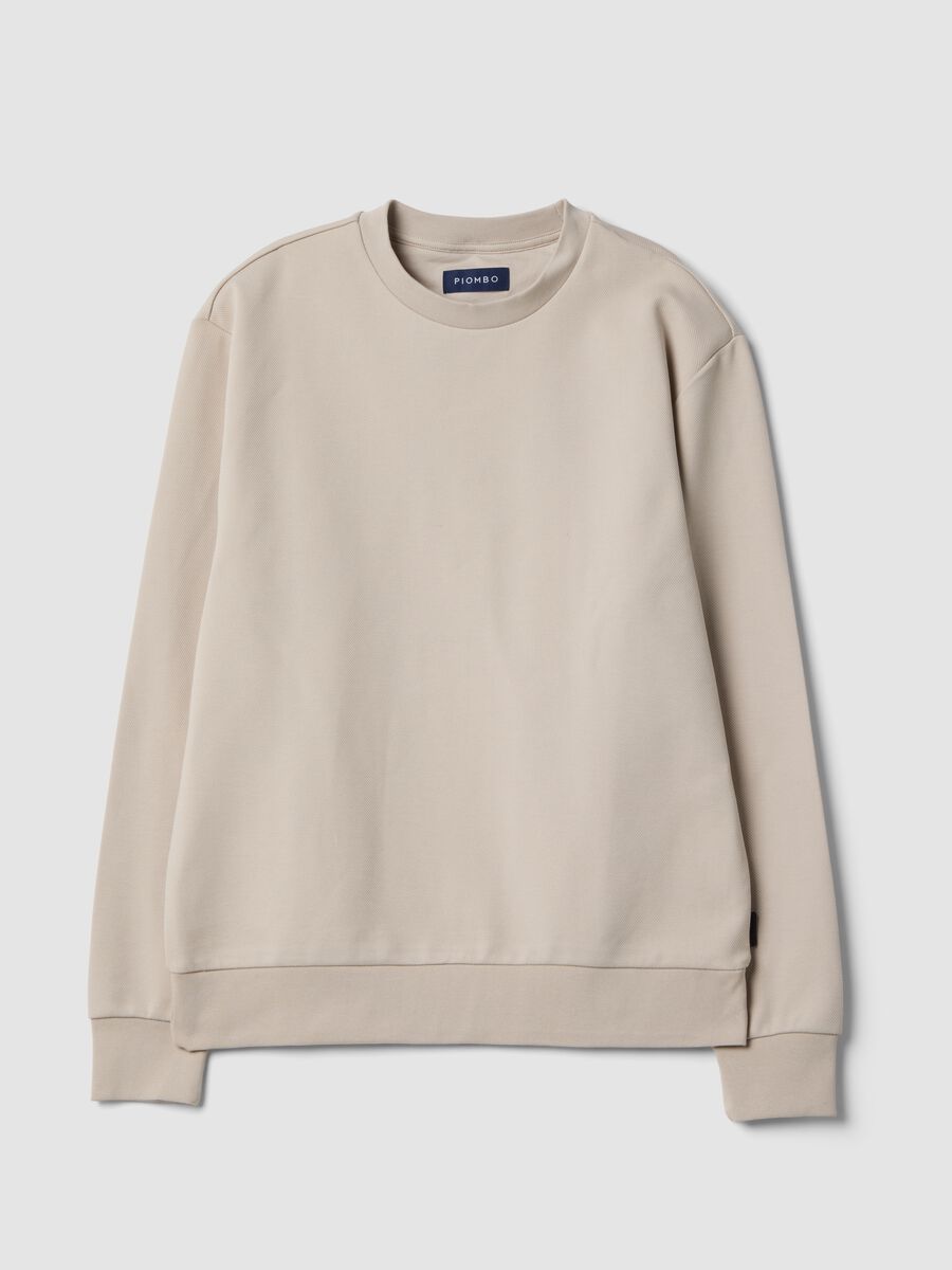 Beige stretch-cotton relaxed-fit crew-neck sweatshirt_4