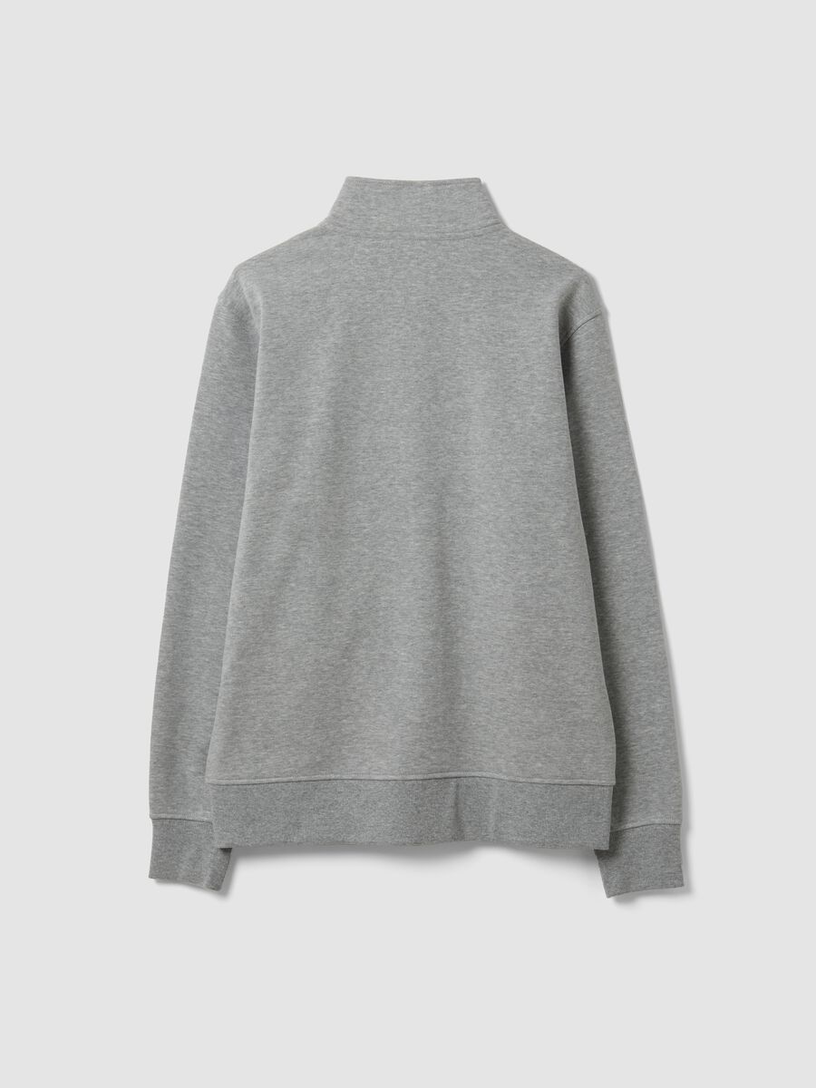 Grey cotton-blend sweatshirt with crew neck and zip, regular fit_6