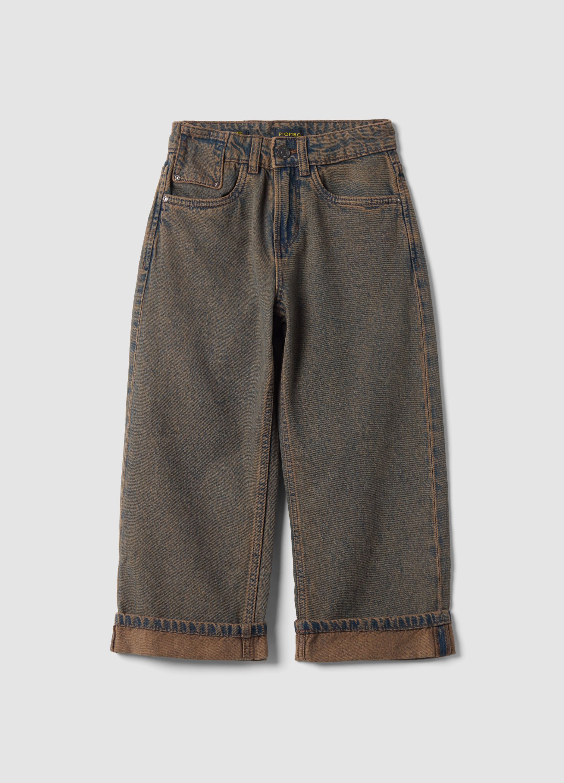 Grey pure cotton regular-fit jeans