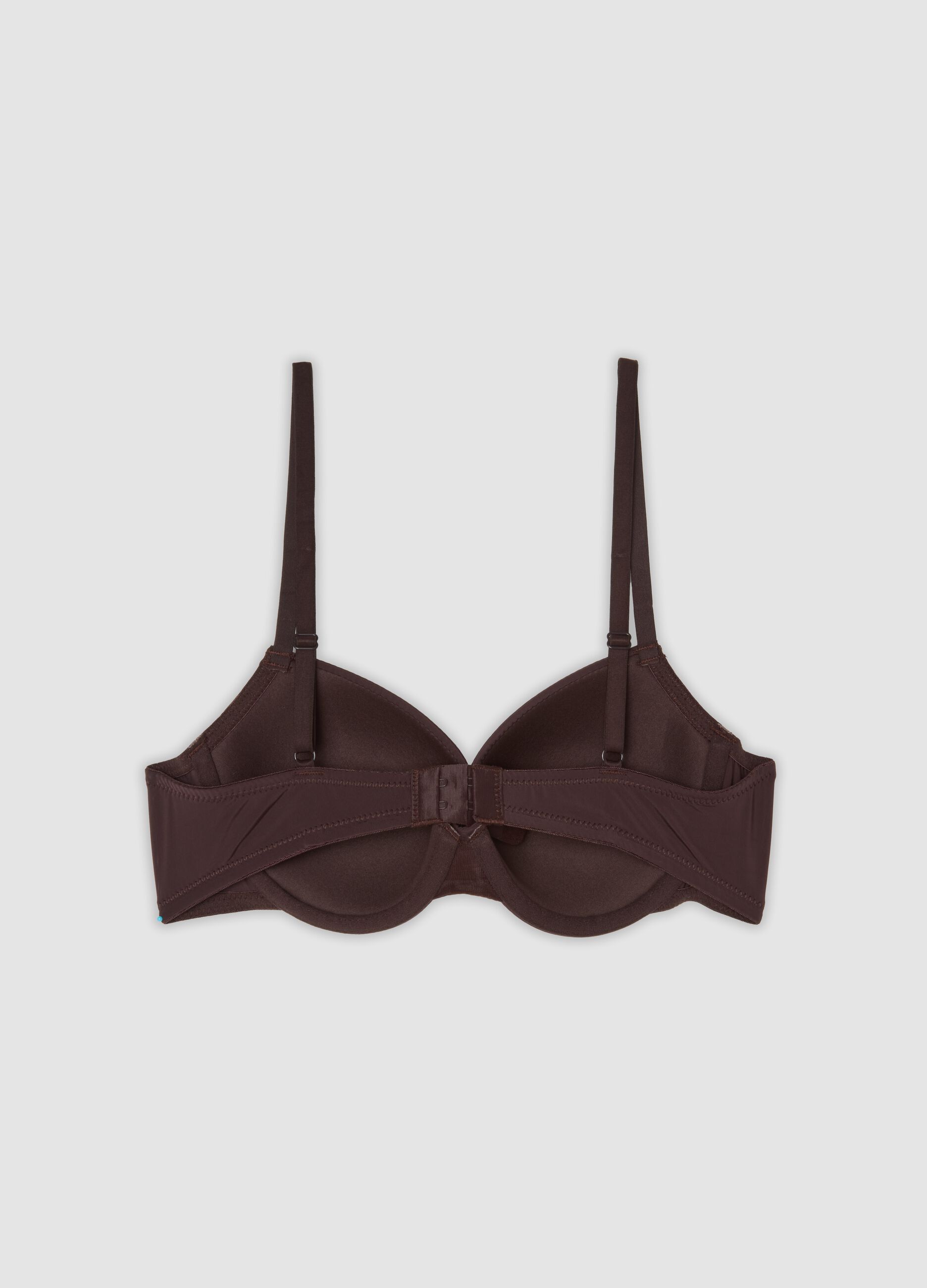 Brown padded stretch-fabric bra