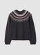 Maglia grigia in misto lana jacquard girocollo over fit_0